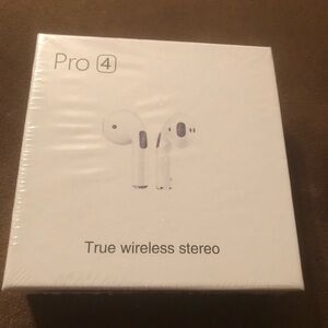 New in box Pro4 True Wireless Stereo Headphones. White. Includes charging case.